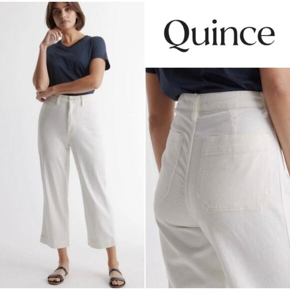 NWOT Quince Women's Wide Leg Pants in Cream - Picture 3 of 7